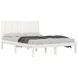 Berkfield Bed Frame White Solid Wood Pine 160x200 cm