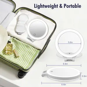 Fascinate Magnifying Mirror 10X 1X Double Sided Magnification Vanity Mirror 3 Colour Setting Adjustable Rotation LED