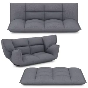 COSTWAY Floor Sofa Chair Convertible Lazy Couch with Adjustable Backrest