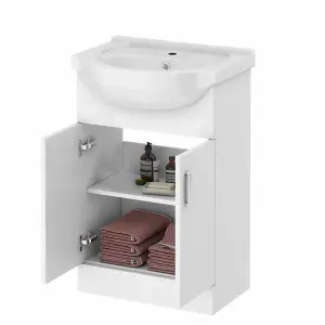 Nes Home Dyon 550mm Floor Standing Assembled Vanity Basin Unit White