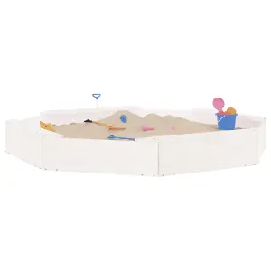 Berkfield Sandbox with Seats White Octagon Solid Wood Pine