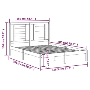 Berkfield Bed Frame Solid Wood Pine 150x200 cm 5FT King Size