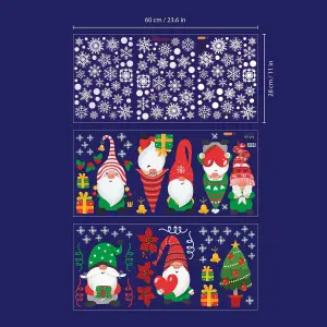 Xmas Gnomes With Delicate Snowflakes Wall Stickers Living room DIY Home Decorations