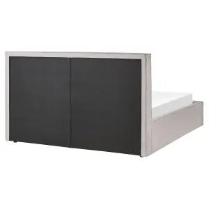 Fabric EU King Size Ottoman Bed Light Grey MOISSAC