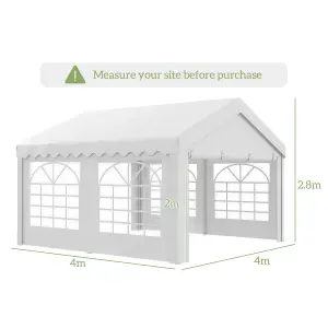 Outsunny 4m Gazebo Garden Marquee Canopy Party Carport Shelter Garage Tent White