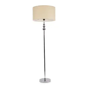 ValueLights Marissa Chrome Stacked Ball Floor Lamp with Natural Drum Shade - LED Bulb Included