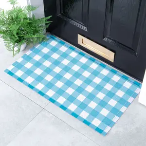 Blue Gingham Doormat (70 x 40cm)