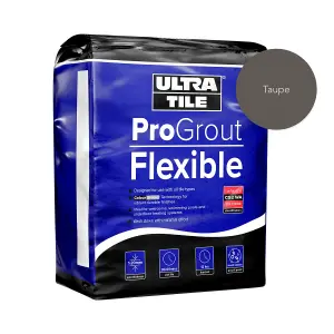 UltraTile ProGrout Flexible Waterproof All Purpose Tile Grout, 3kg - Taupe