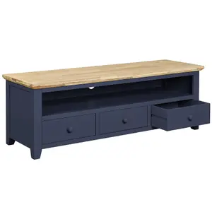 Florence Navy Blue TV Stand with 3 Drawers and Shelf