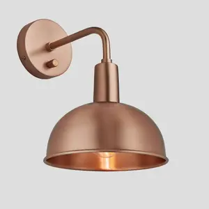 Industville Sleek Dome Wall Light, 8 Inch, Copper, Copper Holder