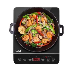 Baridi Portable Induction Hob: Single Zone, 2000W, 13A Plug, Timer Function