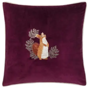 furn. Pineberry Forest Embroidered Velvet Polyester Filled Cushion