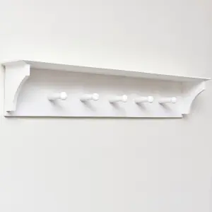 Melody Maison White Wall Shelf with Hooks