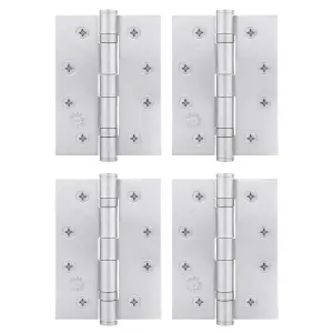 AFIT Satin Chrome Door Hinges - 4 Inch / 102mm  Internal Fire Door Hinges - 2 Pairs