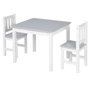 HOMCOM Kids Table and 2 Chairs Set 3 Pieces Toddler Multi-usage Desk Indoor Grey