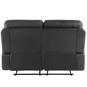 2 Seater Faux Leather Manual Recliner Sofa Black BERGEN