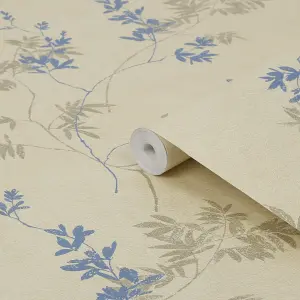 Laura Ashley Mari Gold Floral Smooth Wallpaper