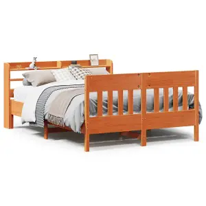 Berkfield Bed Frame without Mattress Wax Brown 150x200 cm King Size Solid Wood Pine