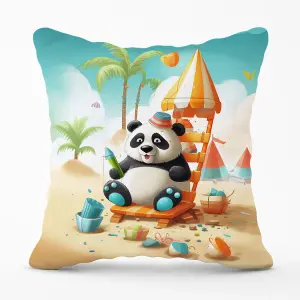 Panda On A Beach Holiday Outdoor Cushion 45cm x 45cm