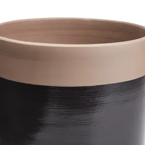 GoodHome Black Dipped Clay Plant pot (Dia) 24.7cm, (H)23.5cm, 5.2L