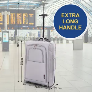 5 Cities 21"/55cm Carry On Lightweight Travel Cabin Approved Trolley Bag with Wheels Suit Case Hand Luggage with 2 Year Warranty