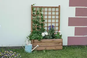 Rectangular Trellis Planter - Wood - L80 x W32 x H120 cm - Brown