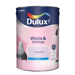 Dulux Walls & ceilings Pretty pink Matt Emulsion paint, 5L