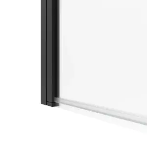 GoodHome Calera Straight 1 panel Clear glass Black Bath screen, (W) 850mm (H) 1400mm