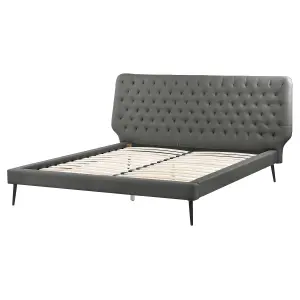 Faux Leather EU King Size Bed Grey ESSONNE