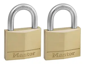 Master Lock - Solid Brass 40mm Padlock 4-Pin - Keyed Alike x 2