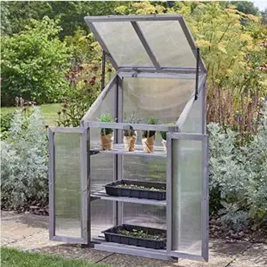 Wooden 3 Tier Mini Greenhouse with Doors