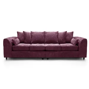 Monaco Chenille Fabric Long 4 Seater Sofa  Purple