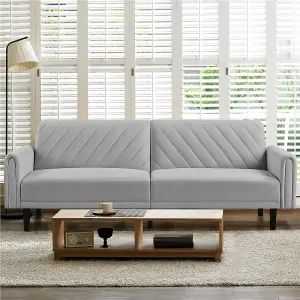 Yaheetech 3 Seater Convertible Sofa Bed - Light Grey