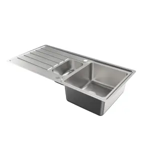 Cooke & Lewis Apollonia Brushed Stainless steel 1.5 Bowl Sink & drainer 500mm x 1004mm