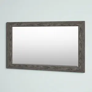 Masham Wood Flat Wall Mirror Grey / 74cm H x 127.5cm W