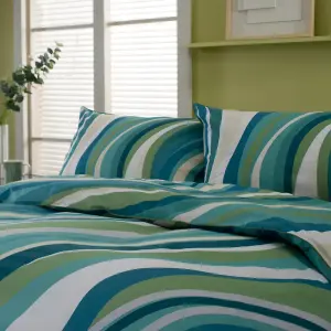 Smith Wave Printed 100% Cotton Duvet Cover Set