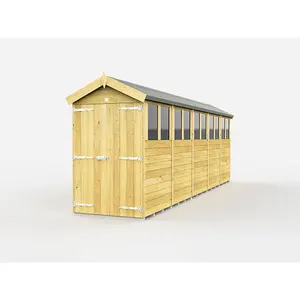 DIY Sheds 4x20 Apex Shed - Double Door With Windows