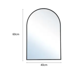 Black Arched Wall Mounted Framed Bathroom Mirror 400 x 600 mm