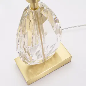 Modern Clear K9 Faceted Crystal Glass Table Lamp Base with Brushed Gold Base