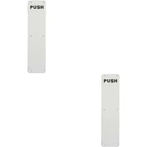 2x Push Engraved Door Finger Plate 350 x 75mm Satin Anodised Aluminium