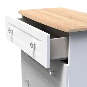 Sussex Ready assembled White & oak 4 Drawer Chest (H)1074mm (W)765mm (D)415mm