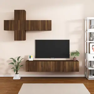 Berkfield 7 Piece TV Cabinet Set Brown Oak Engineered Wood