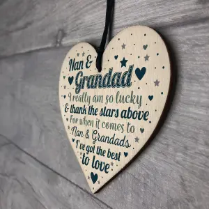 Red Ocean Nan And Grandad Gifts For Birthday Christmas Wooden Heart Grandparent Keepsake Gift