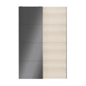 Atomia Panelled Anthracite oak effect High gloss 2 door Sliding Wardrobe Door kit (H)2250mm (W)1500mm