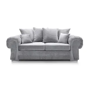 Verona Collection 3 Seater in Light Grey Crushed Chenille