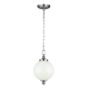 Elstead Parkman 1 Light Small Globe Ceiling Pendant Brushed Steel, E27