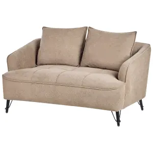 2 Seater Fabric Sofa Brown HOBRO