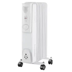 Right Radiators Oil Filled Radiator 7 Fin 1500W Portable Electric Heater with Thermostat White