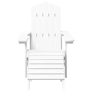 Berkfield Garden Adirondack Chair with Footstool HDPE White