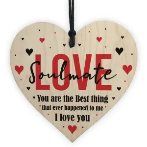 Soulmate Gift For Husband Wife Wooden Heart Anniversary Gift For Men Women Love Plaque